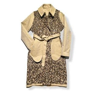 $1530 Fur Leopard Trench Coat